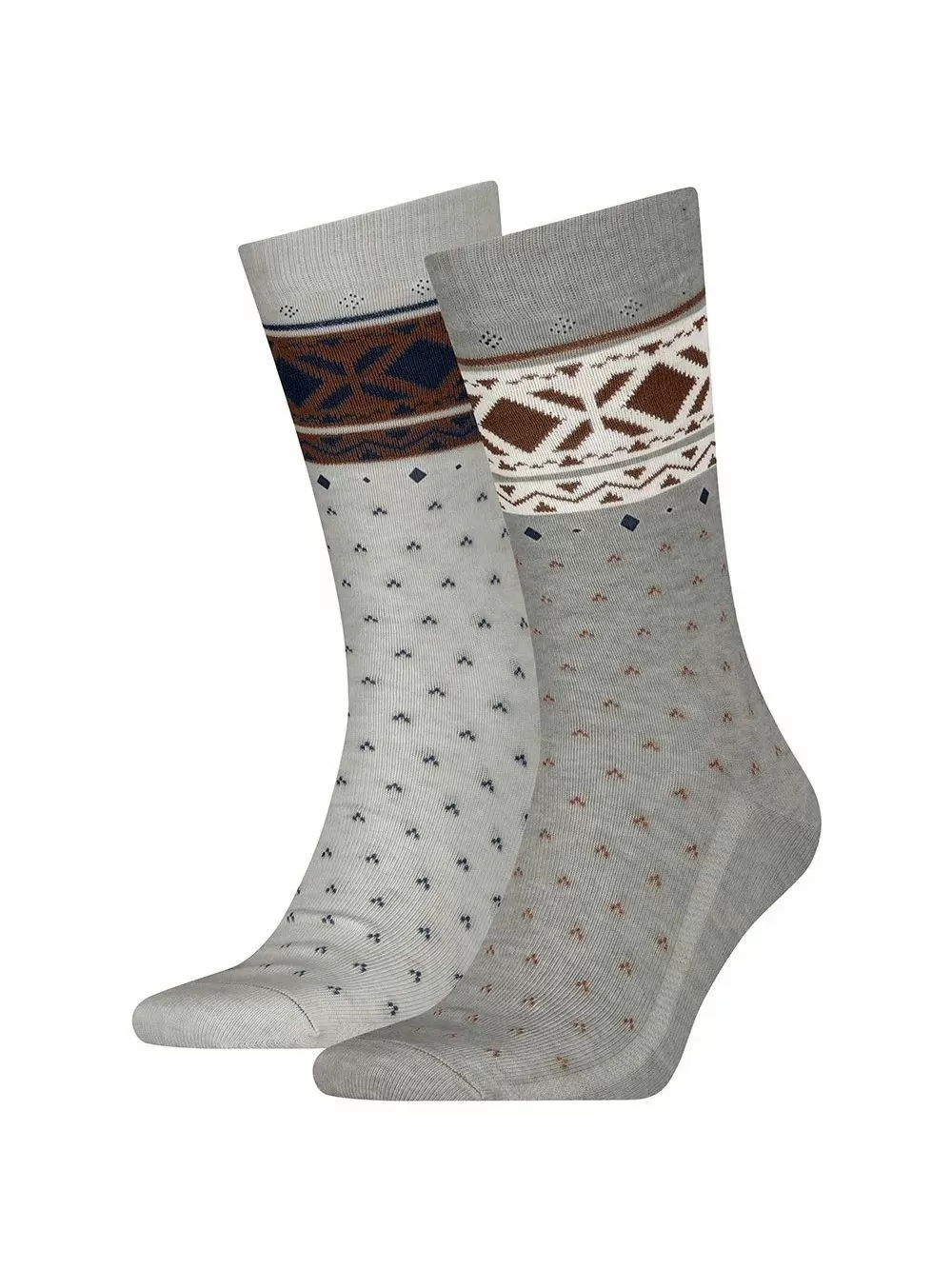 LEVIS Γυναικεία Κανονική Κάλτσα Fair Isle - Beige/Brown - 2 Ζευγάρια