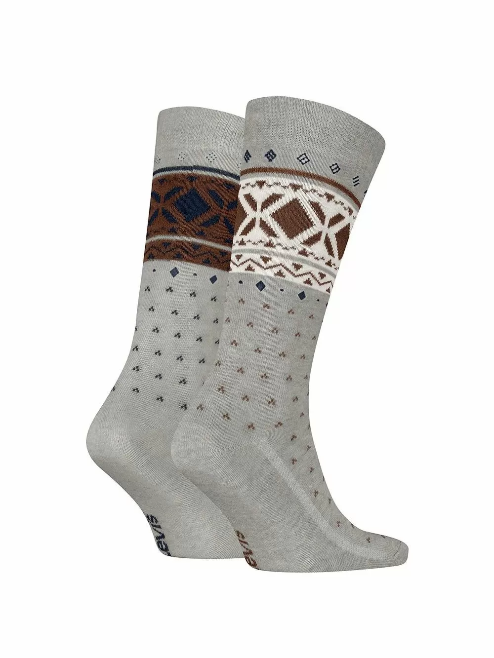 LEVIS Γυναικεία Κανονική Κάλτσα Fair Isle - Beige/Brown - 2 Ζευγάρια