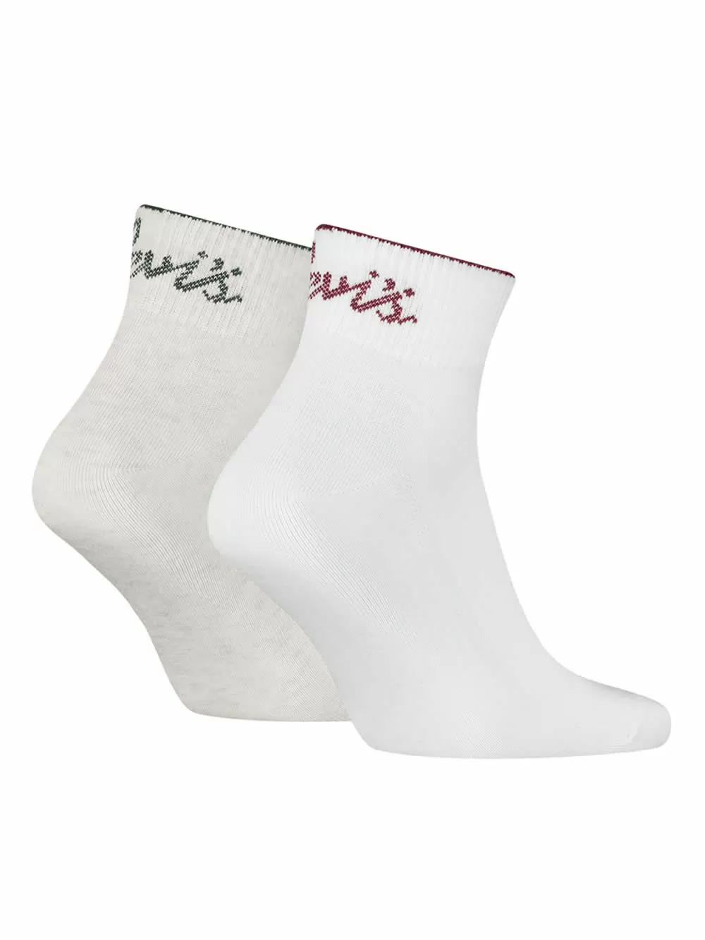 LEVIS Ανδρική Κάλτσα Ημίκοντη Western Logo - White Combo - Super Απαλό Βαμβάκι - 2 Ζευγάρια