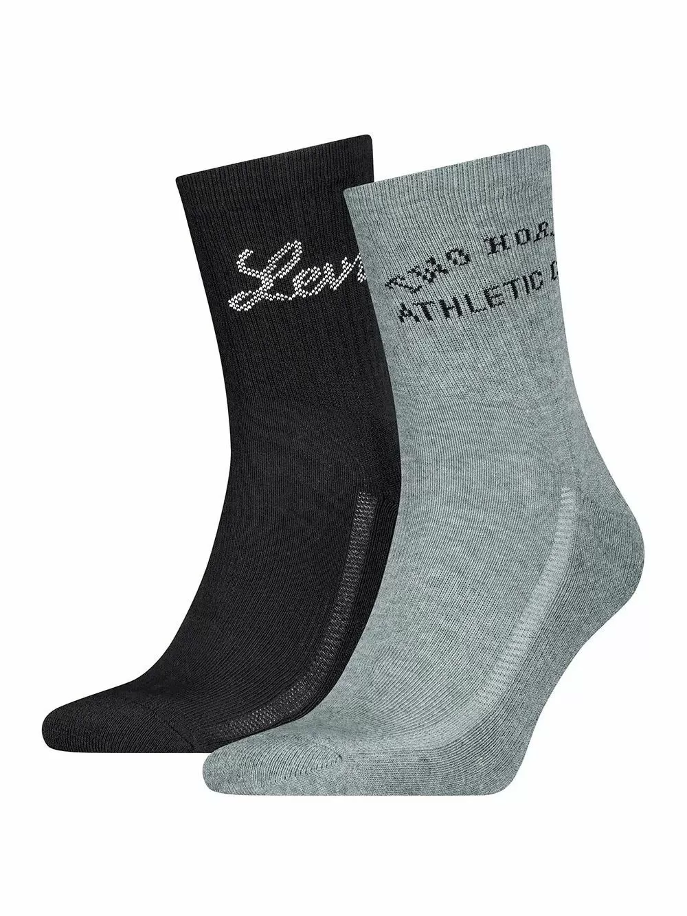 LEVIS Ανδρική Κανονική Κάλτσα Saloon Logo - Black/Grey - 2 Ζευγάρια