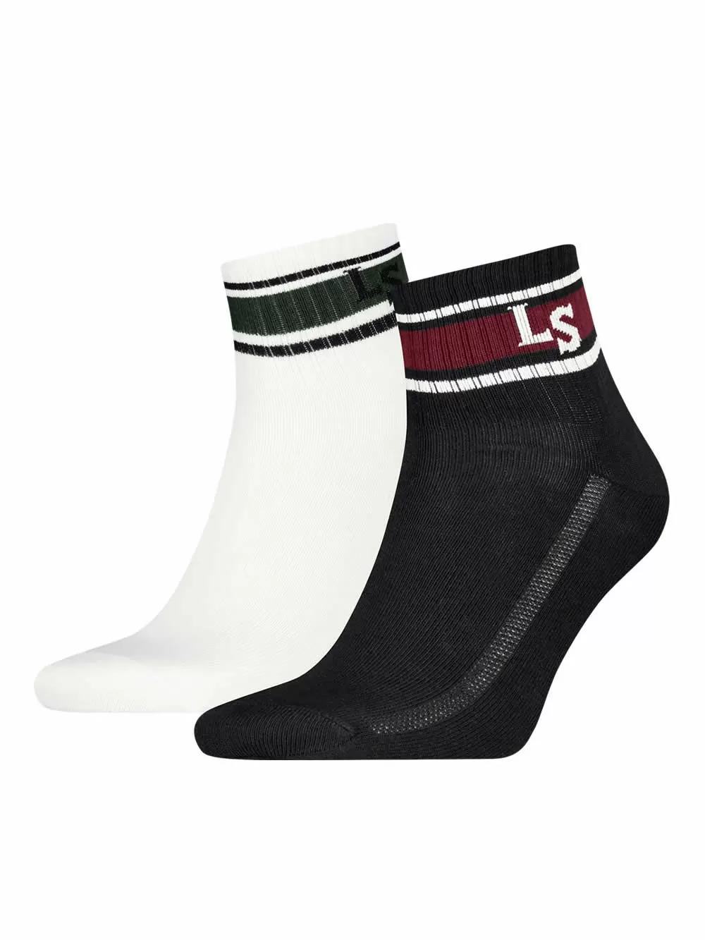 LEVIS Ανδρική Κάλτσα Ημίκοντη Logo - Black/White - Super Απαλό Βαμβάκι - 2 Ζευγάρια