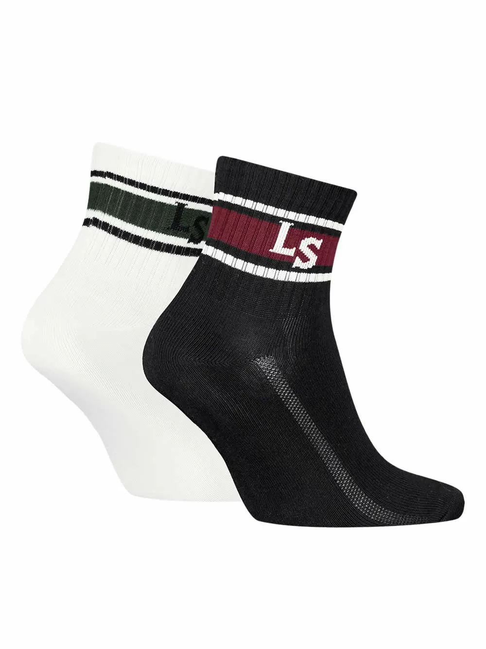 LEVIS Ανδρική Κάλτσα Ημίκοντη Logo - Black/White - Super Απαλό Βαμβάκι - 2 Ζευγάρια