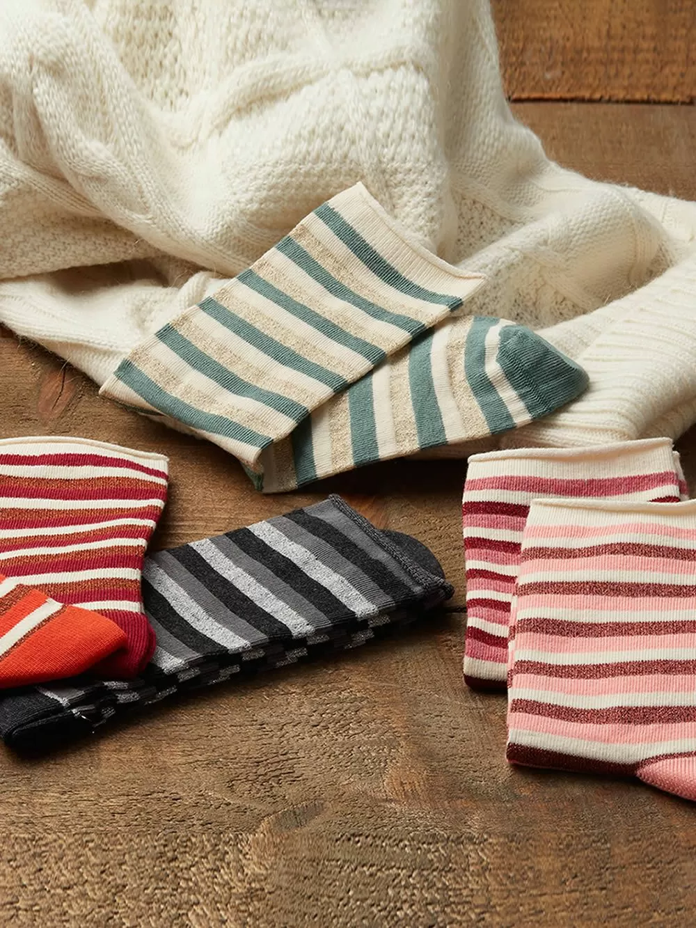 MEWE Γυναικεία Κάλτσα Lurex Stripes - Ελαστικό Βαμβάκι