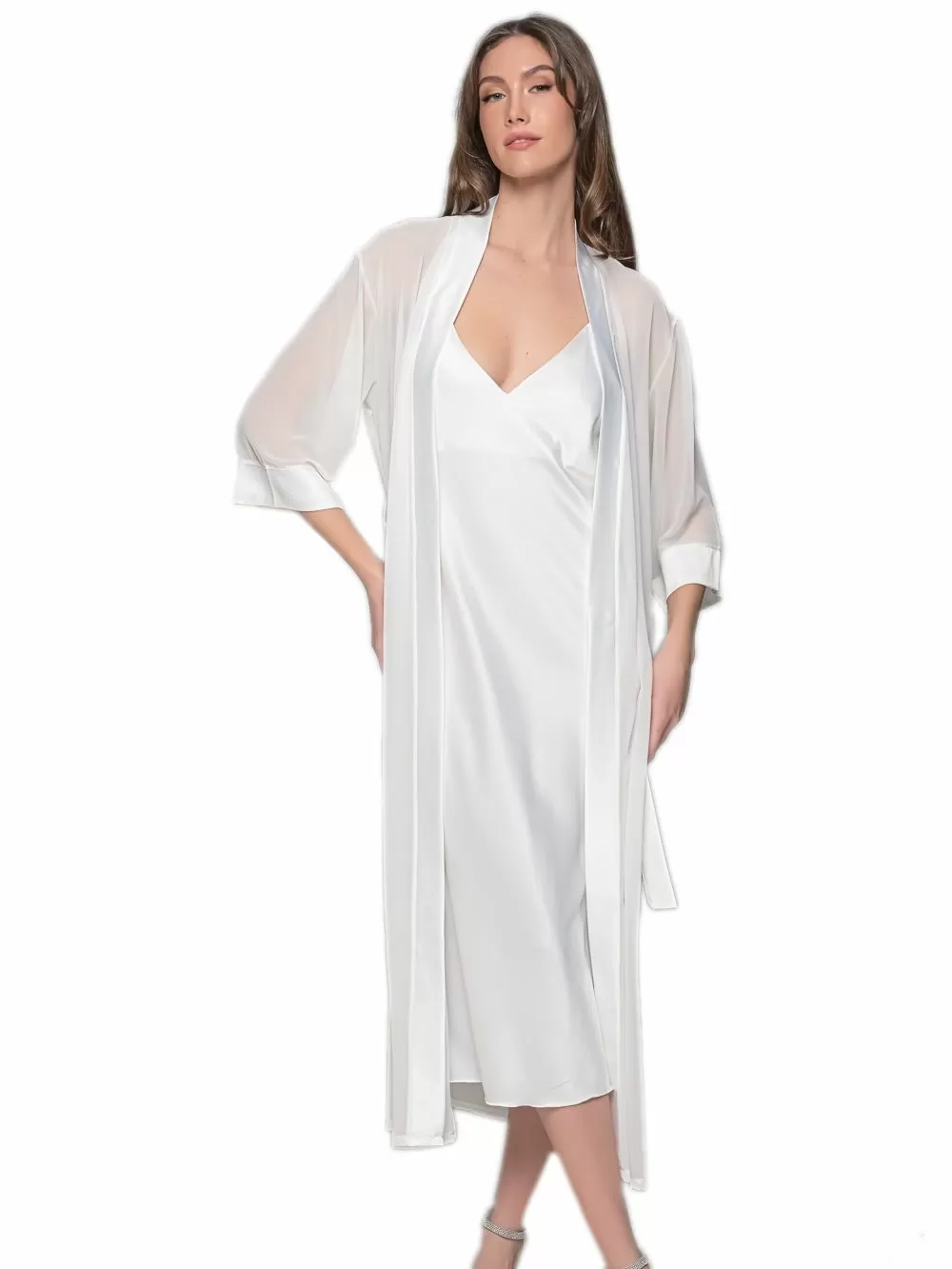 MILENA BY PARIS Φόρεμα Σετ με String - Απαλό Σατέν - Νυφική Πρόταση 