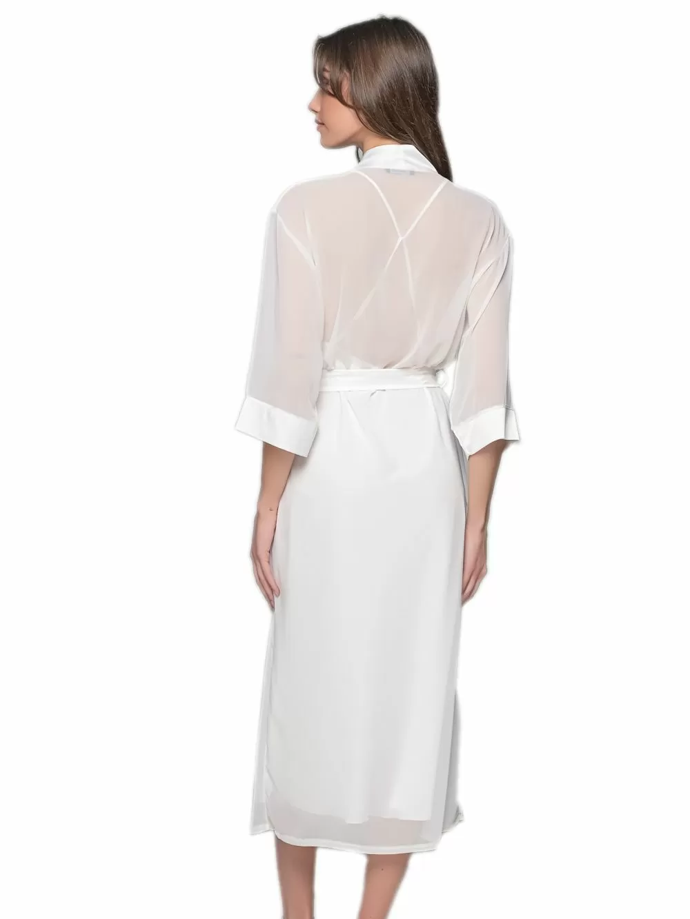 MILENA BY PARIS Ρόμπα - Σατινέ Διαφάνεια- Σατέν Λωρίδες - Νυφική Πρόταση 