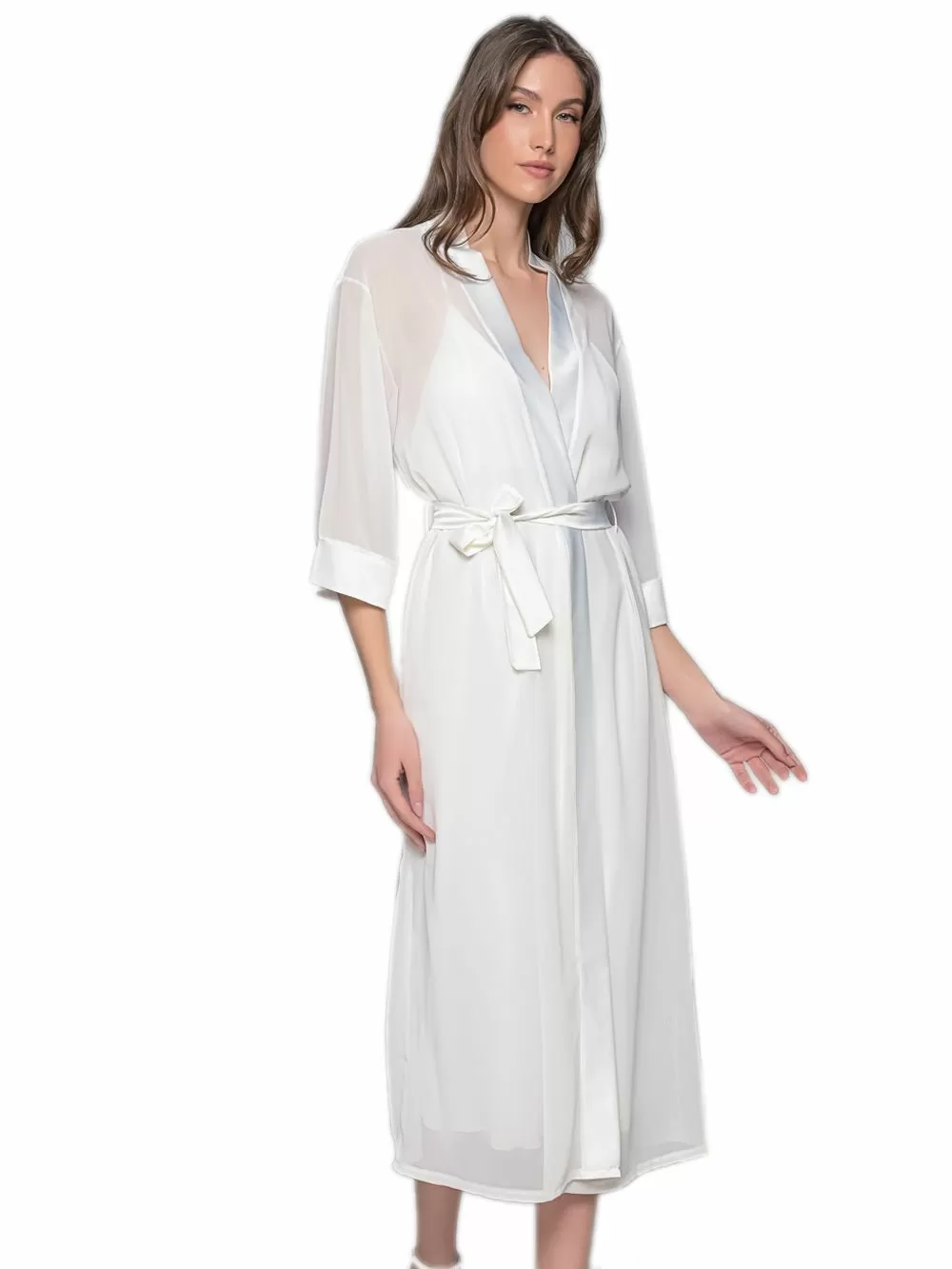 MILENA BY PARIS Ρόμπα - Σατινέ Διαφάνεια- Σατέν Λωρίδες - Νυφική Πρόταση 