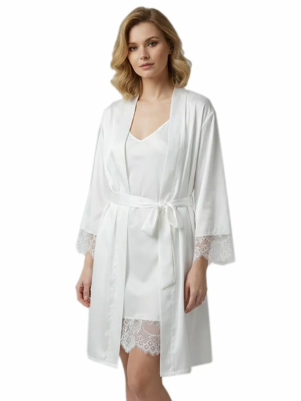 MILENA BY PARIS Ρόμπα - Απαλό Σατέν & Δαντέλα - Νυφική Πρόταση 