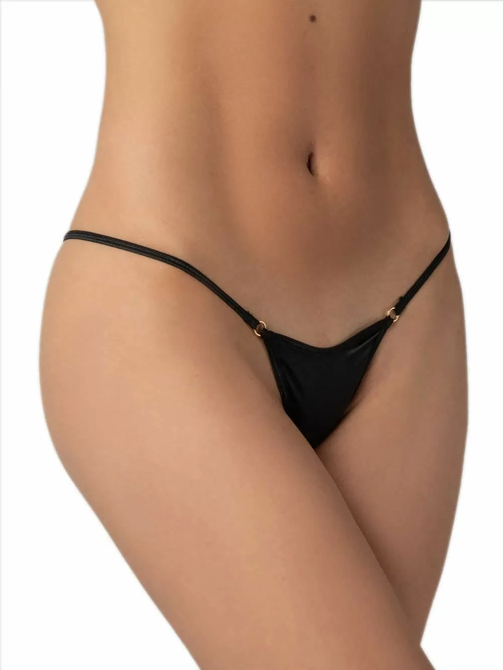 MILENA BY PARIS G-String - Απαλό Σατέν - Χρυσοί Κρίκοι