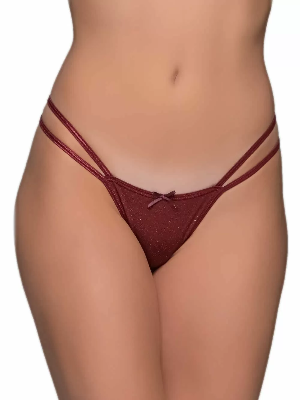 MILENA BY PARIS G-String - Λαμπερό Ύφασμα - Σατινέ Λωρίδες