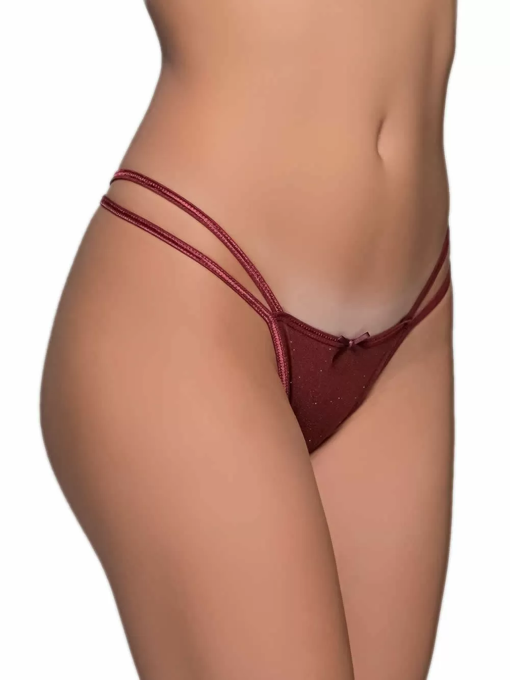 MILENA BY PARIS G-String - Λαμπερό Ύφασμα - Σατινέ Λωρίδες