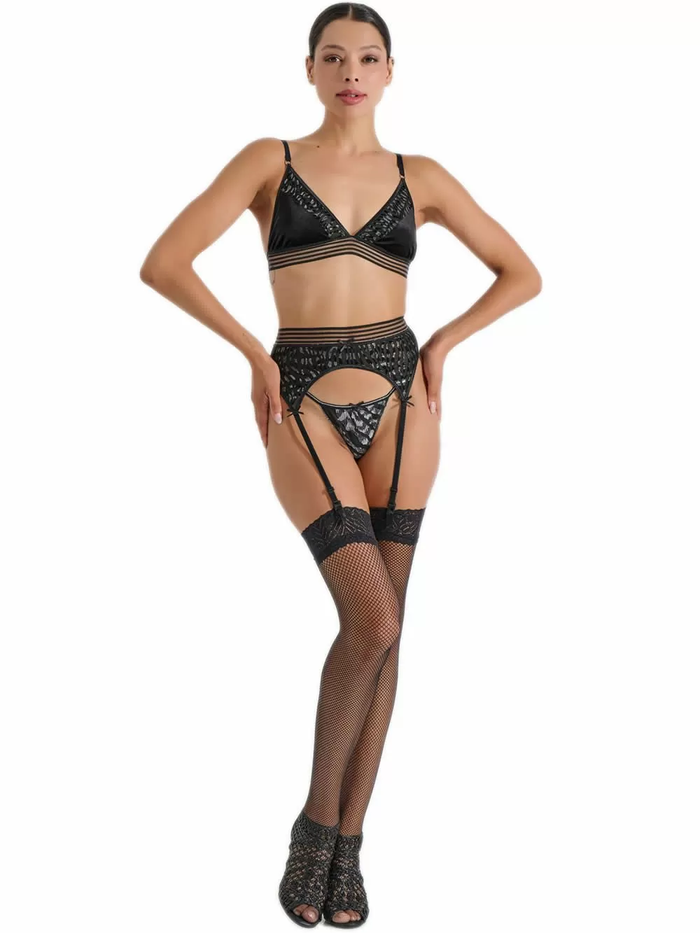 MILENA BY PARIS G-String - Ανάγλυφο Σχέδιο Βελούδο - Λαμπερές Λεπτομέρειες