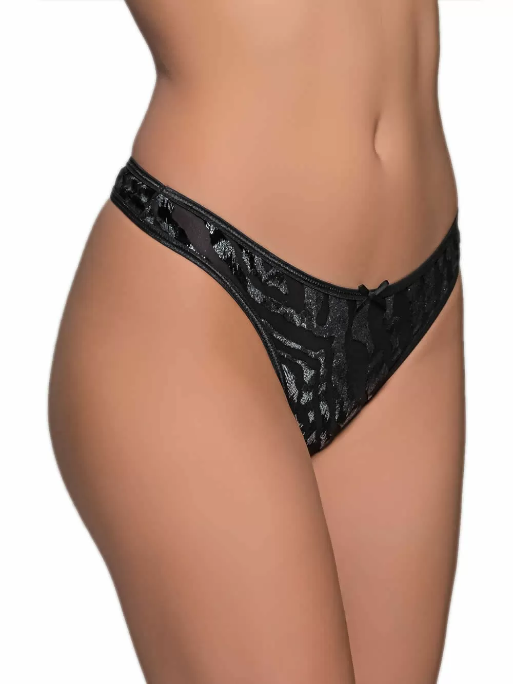 MILENA BY PARIS G-String - Ανάγλυφο Σχέδιο Βελούδο - Λαμπερές Λεπτομέρειες