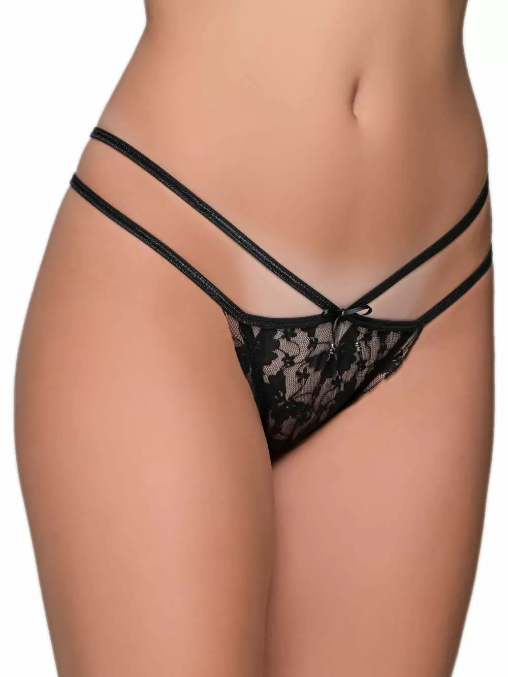 MILENA BY PARIS String - Floral Δαντέλα - Σατινέ Λωρίδες Ανοίγματα