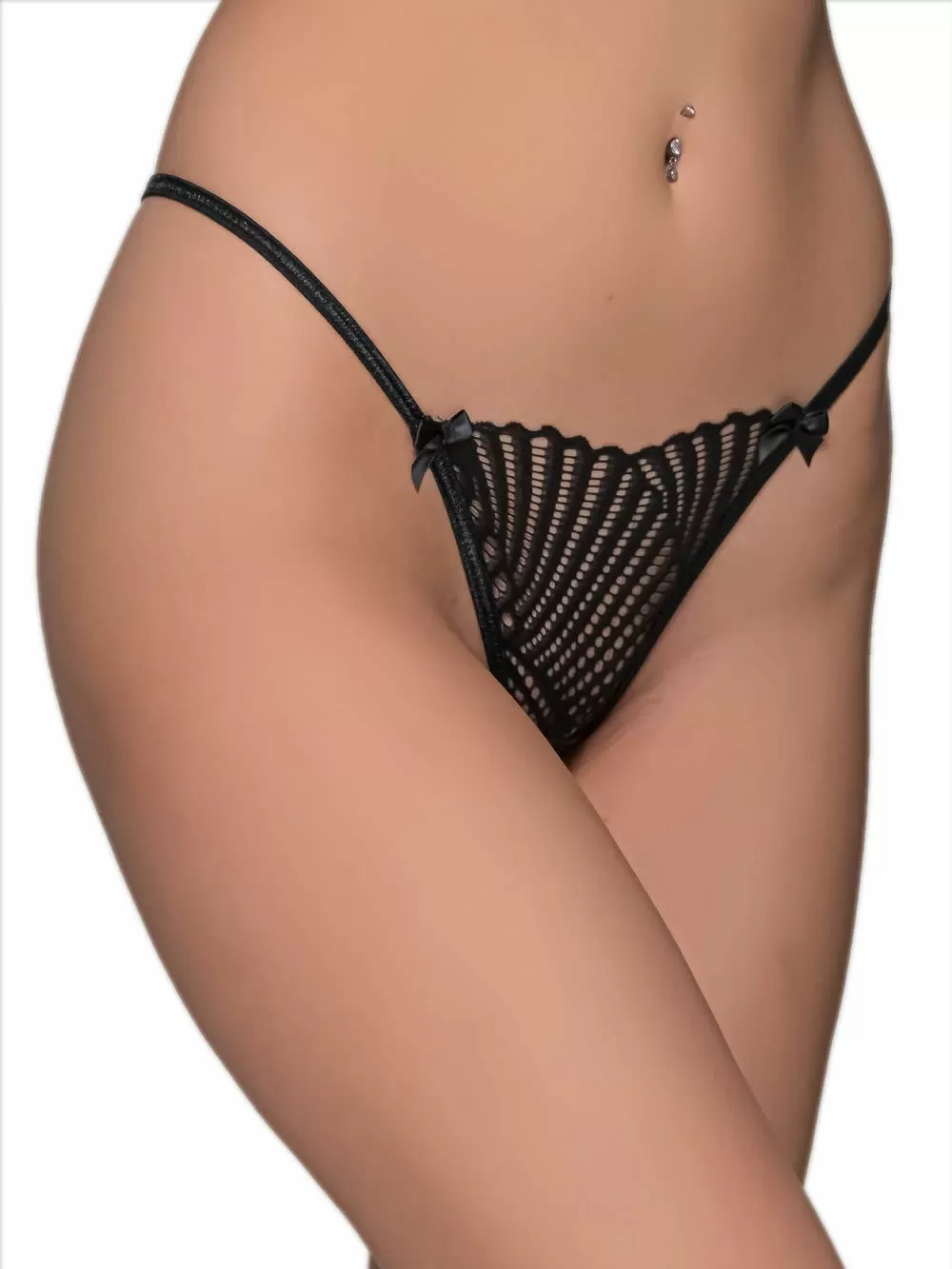 MILENA BY PARIS String - Πλεκτή Δαντέλα & Σατέν Φιόγκοι