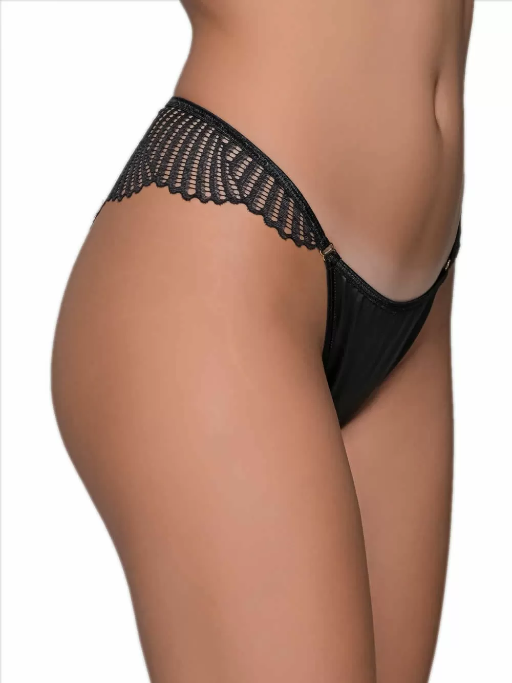 MILENA BY PARIS Brazilian Slip - Απαλό Σατέν & Πλεχτή Δαντέλα