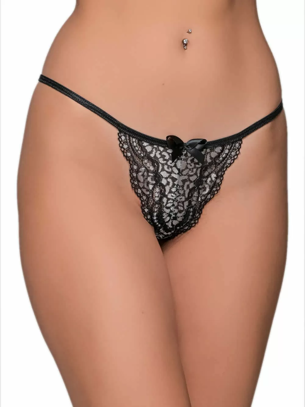 MILENA BY PARIS G-String - Floral Δαντέλα & Σατέν Φιόγκος