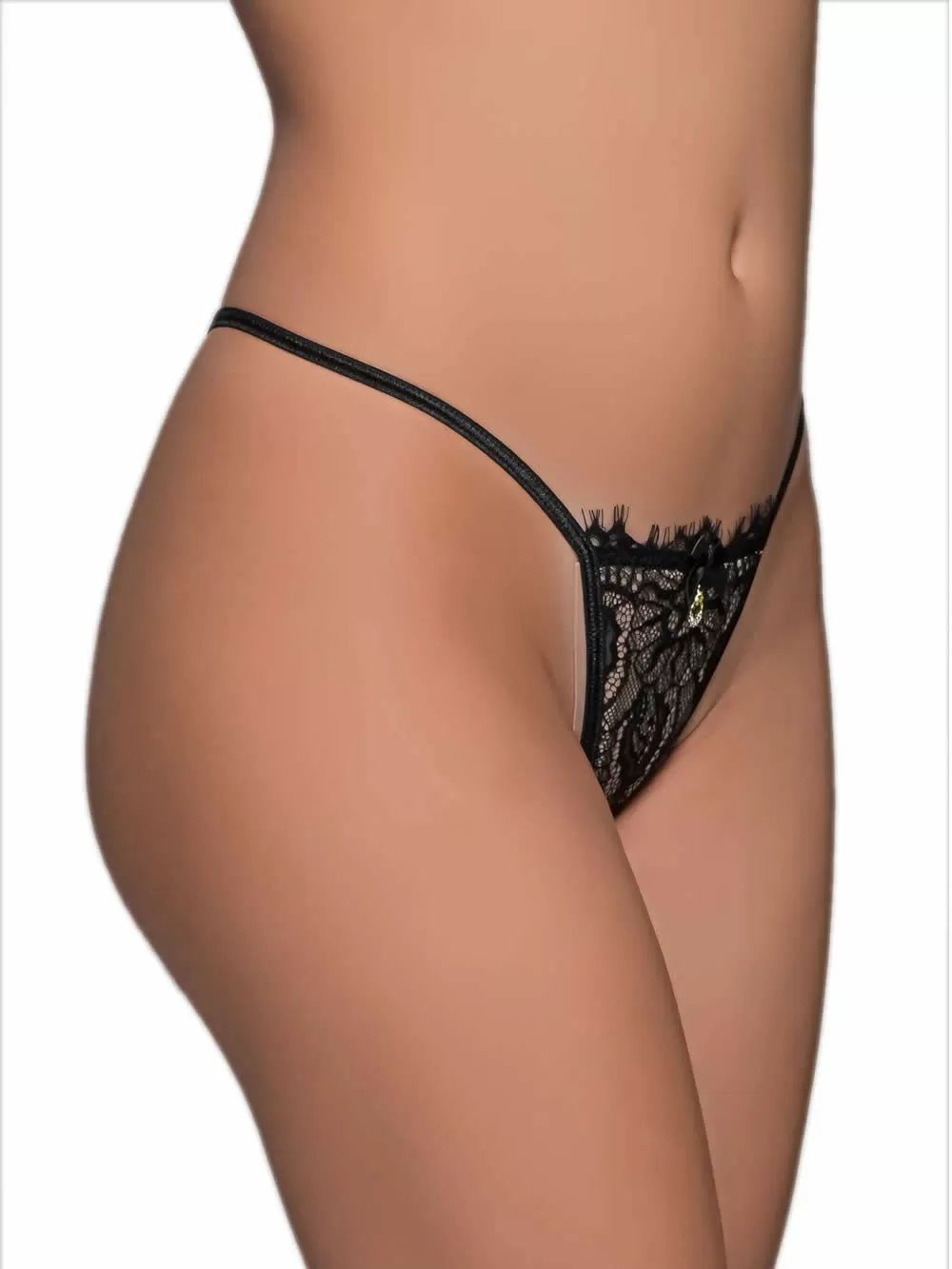 MILENA BY PARIS G-String - Λαμπερό Κόσμημα & Φιόγκος - Ανοιχτό Καβάλο