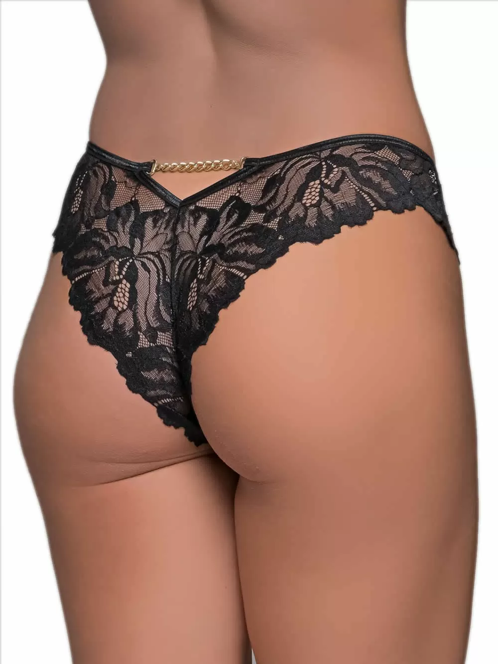 MILENA BY PARIS Brazilian Slip - Floral Δαντέλα & Χρυσή Αλυσίδα