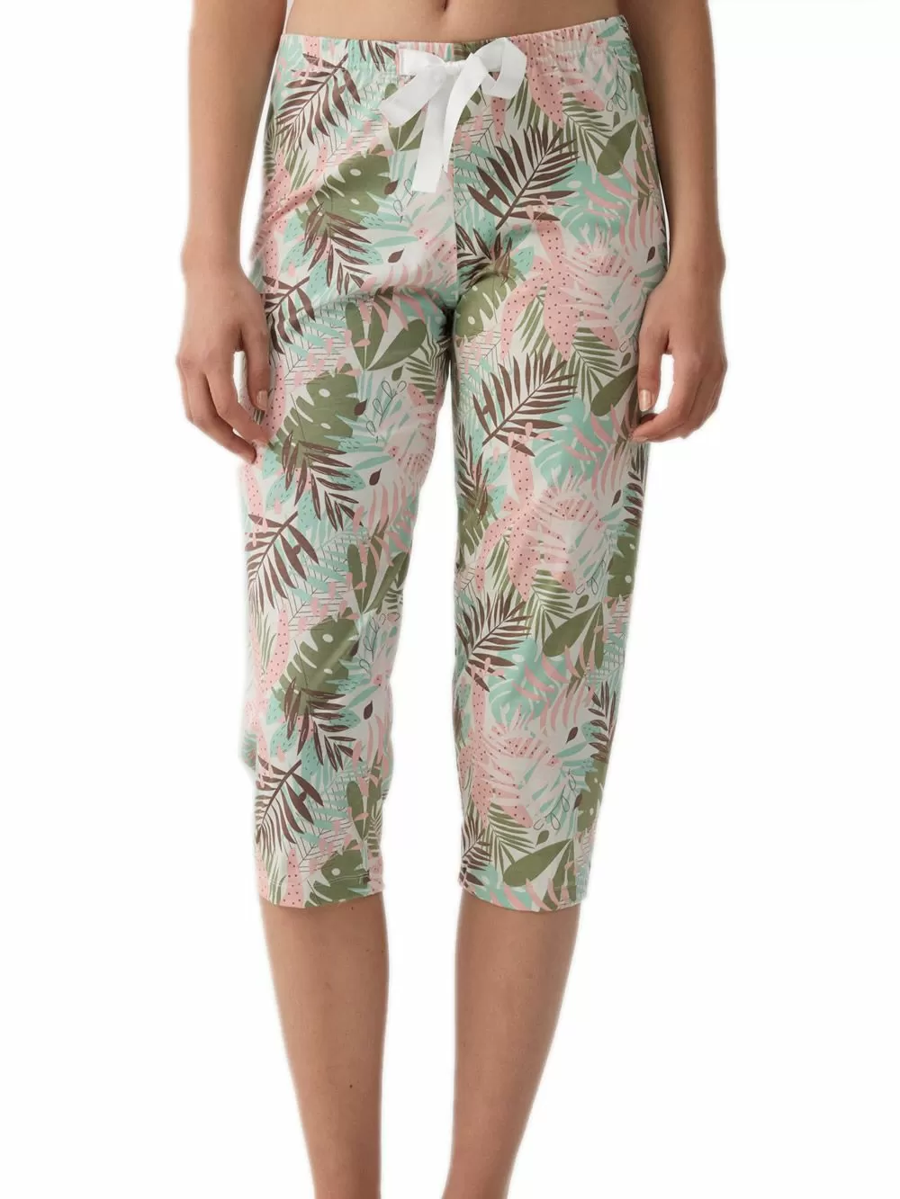 Γυναικείο Παντελόνι Κάπρι MINERVA Print - 100% Βαμβάκι - Tropical