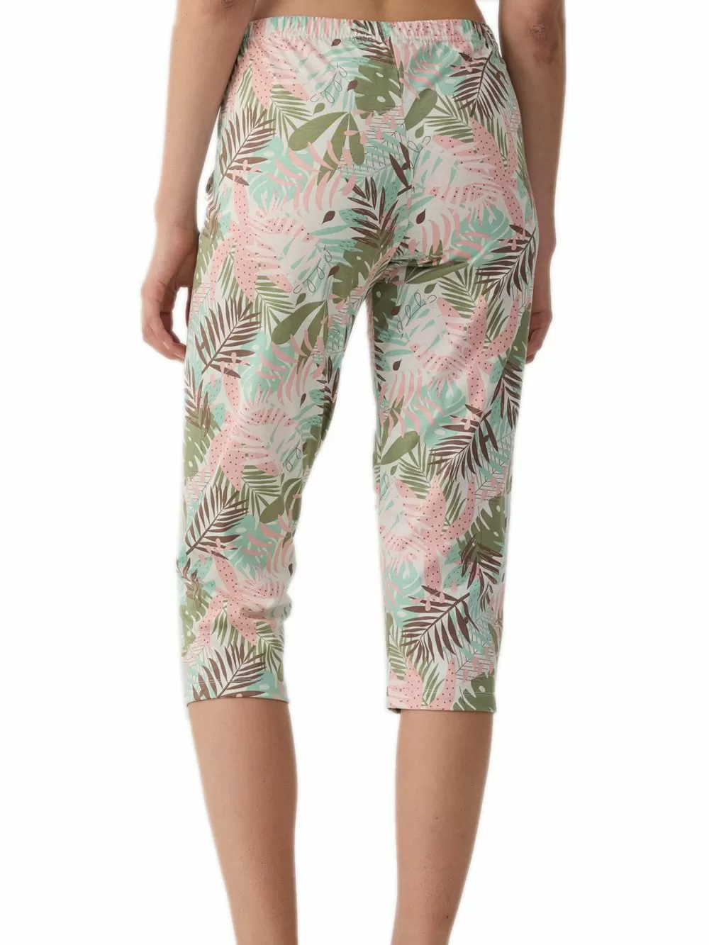 Γυναικείο Παντελόνι Κάπρι MINERVA Print - 100% Βαμβάκι - Tropical