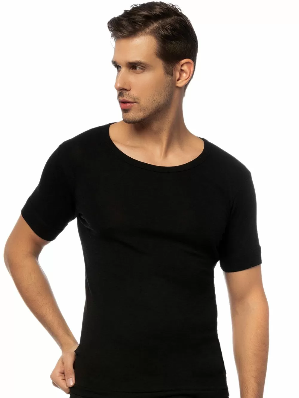 Μάλλινη Ανδρική Φανέλα MINERVA με Κοντό Μανίκι Merinos - 100% Αγνό Μαλλί