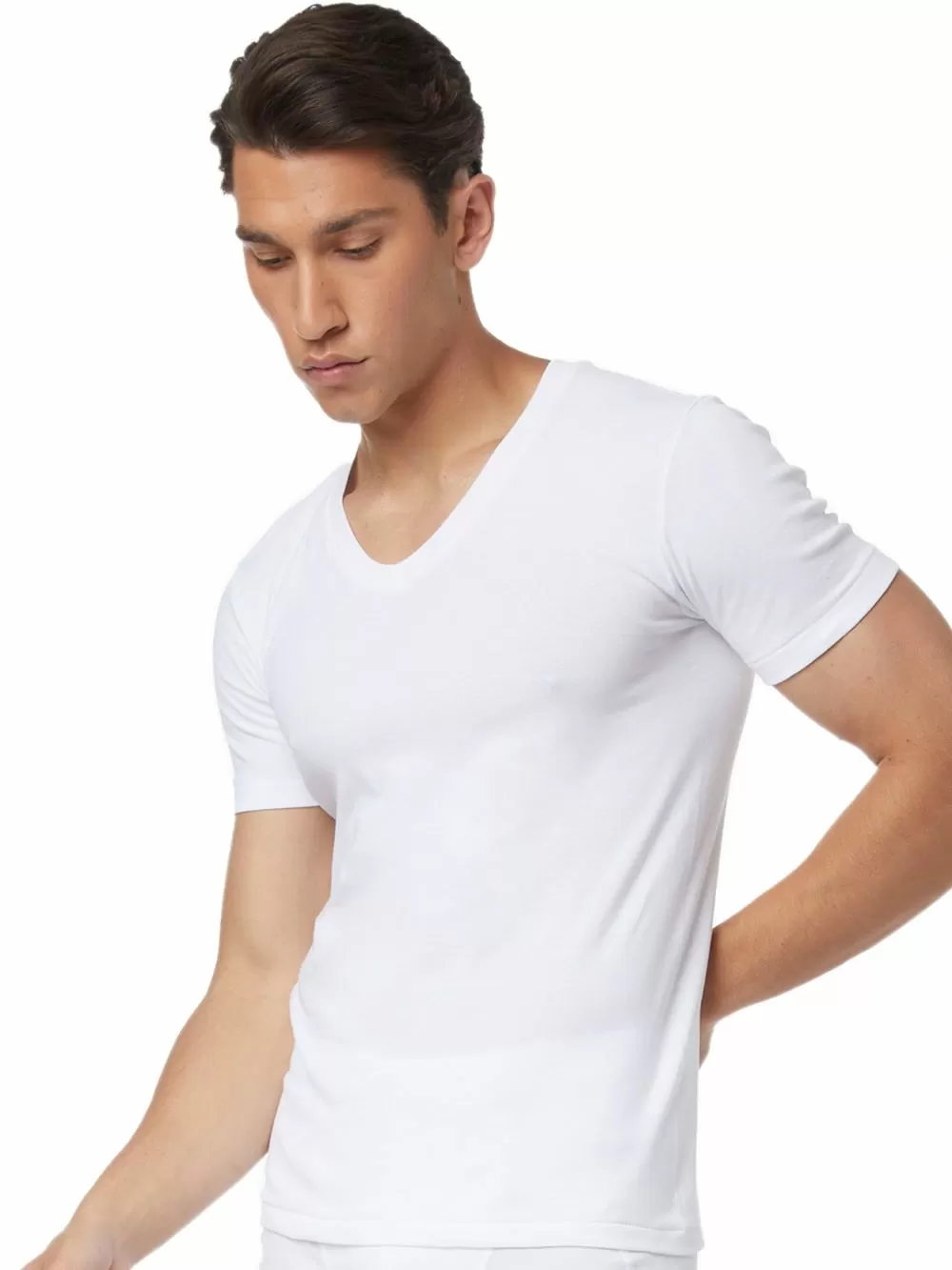 Minerva MicroCotton Αντρική Φανέλα T-Shirt Comfort Σχήμα V - Συσκευασία με 2