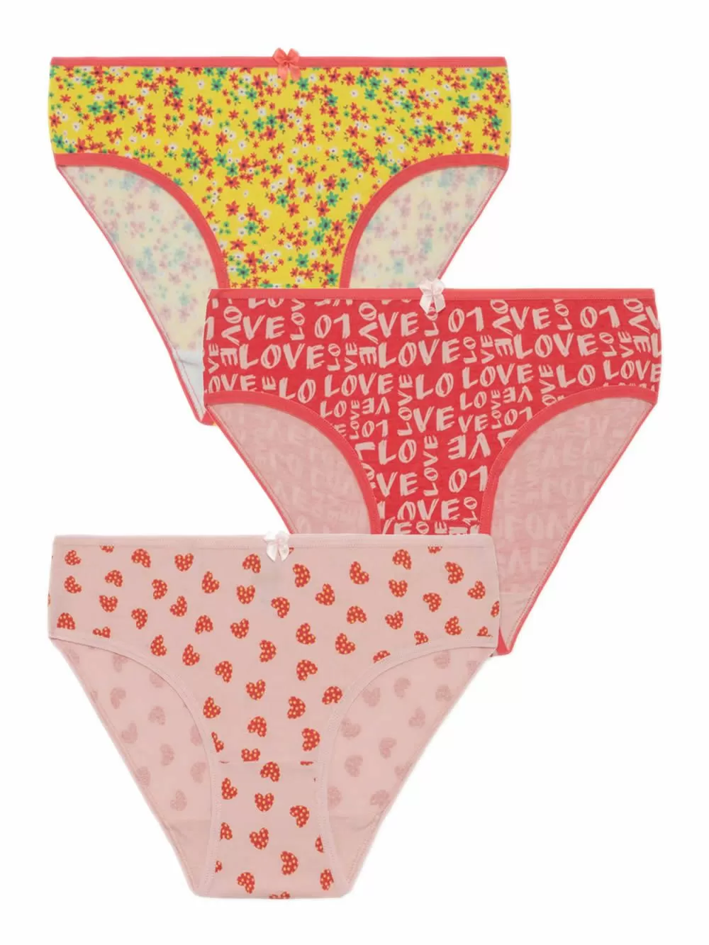 Εφηβικό Σλιπ MINERVA LOVE Floral - 100% Αγνό Βαμβάκι - Πακέτο με 3