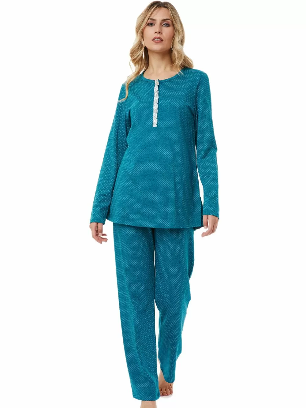 Πυτζάμα Γυναικεία MINERVA Dots - Απαλό Βαμβάκι Modal - Νέα Μαμά 