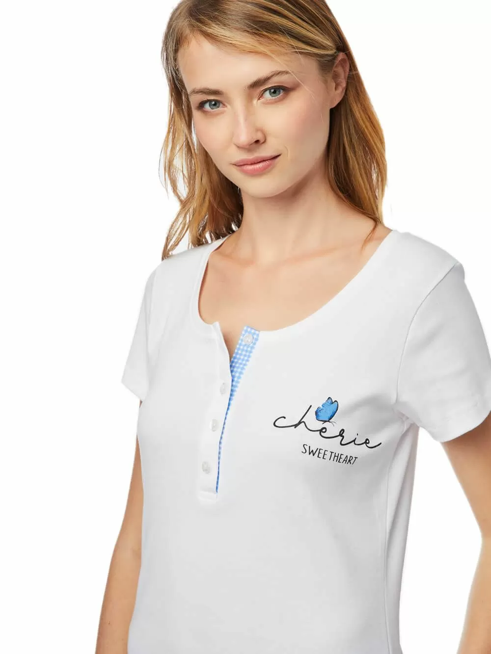 Γυναικεία Πυτζάμα MINERVA Lovely - 100% Βαμβακερή - Κουμπιά 