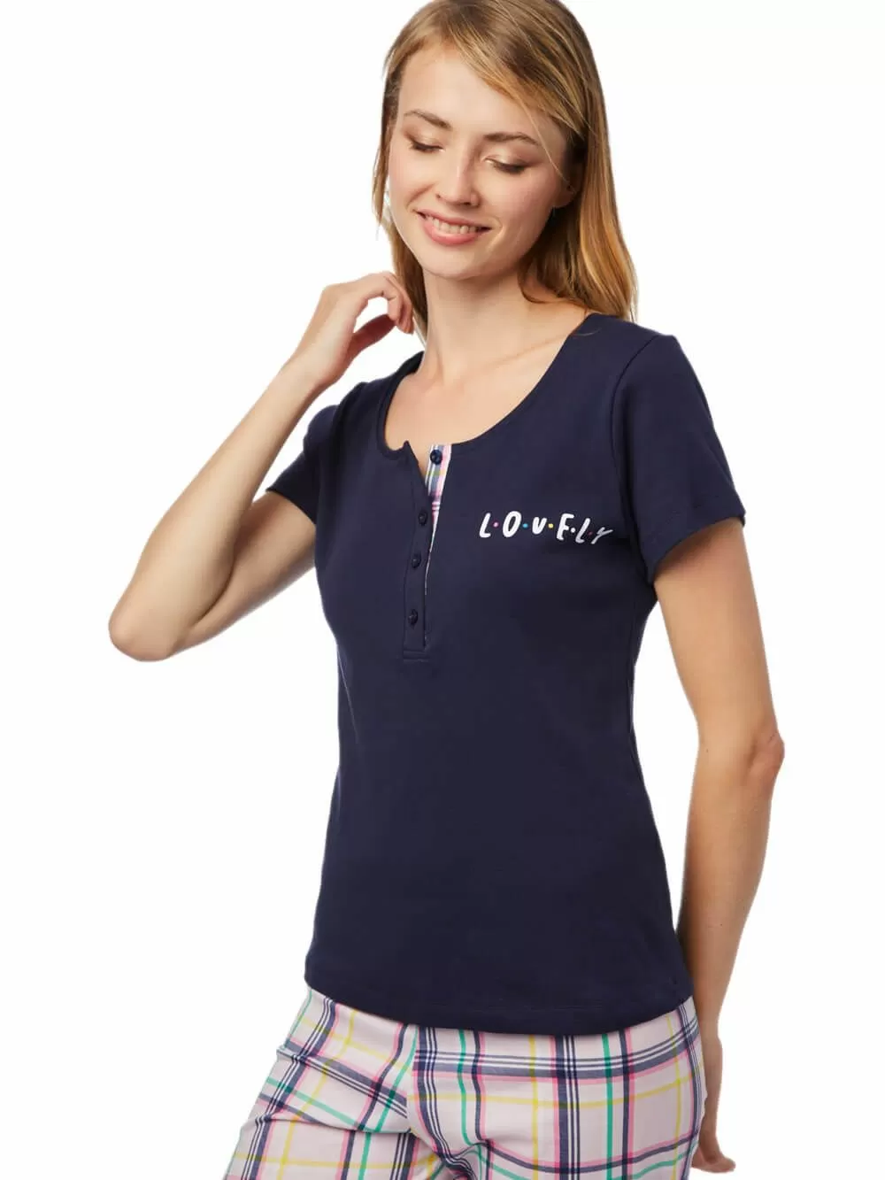 Γυναικεία Πυτζάμα MINERVA Lovely - 100% Βαμβακερή - Κουμπιά