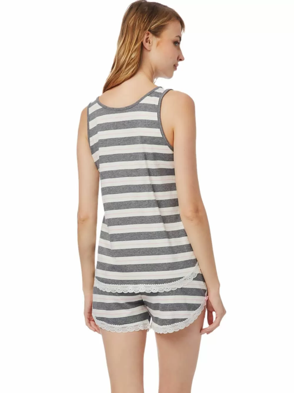 Γυναικεία Πυτζάμα MINERVA Lace Trim - 100% Βαμβακερή 