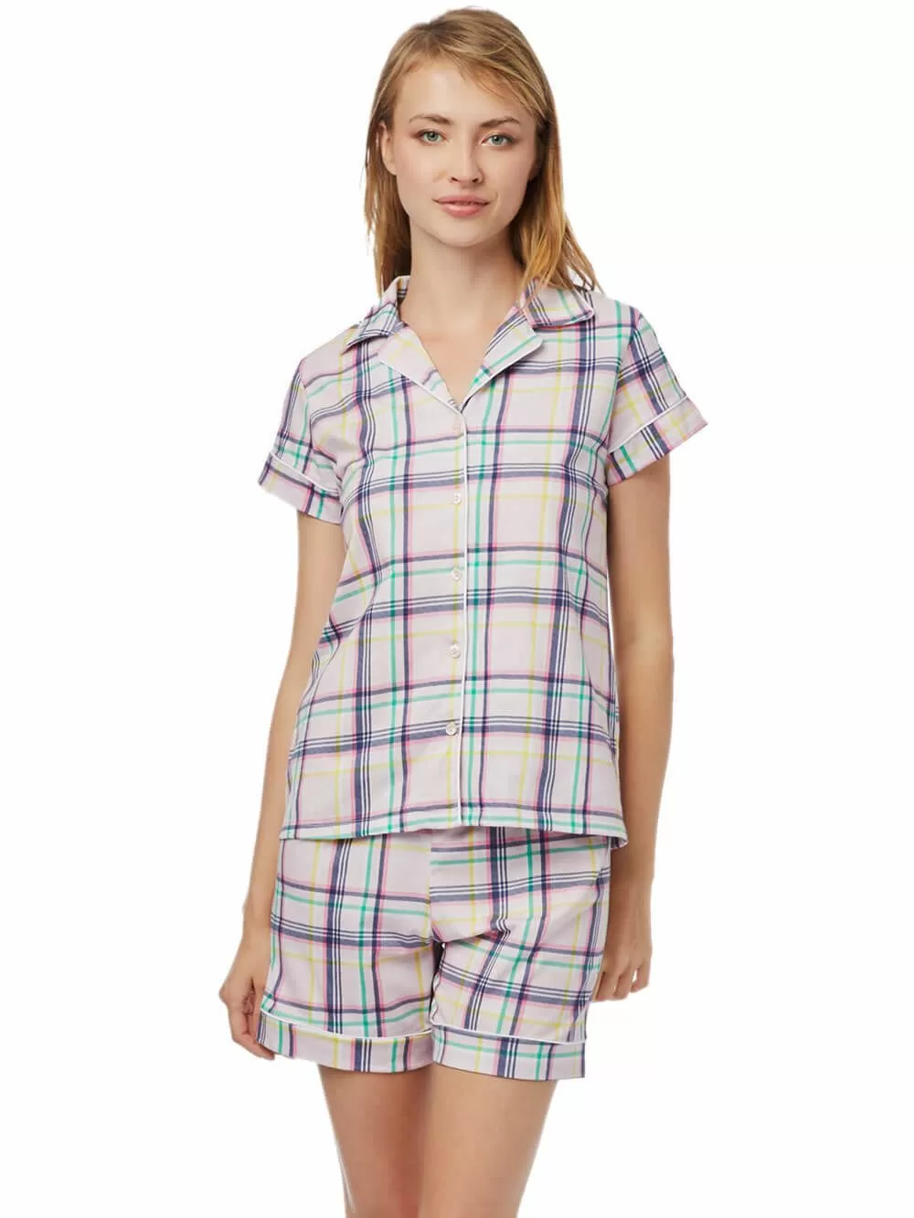 Γυναικεία Πυτζάμα MINERVA - 100% Βαμβακερή -Κουμπιά 