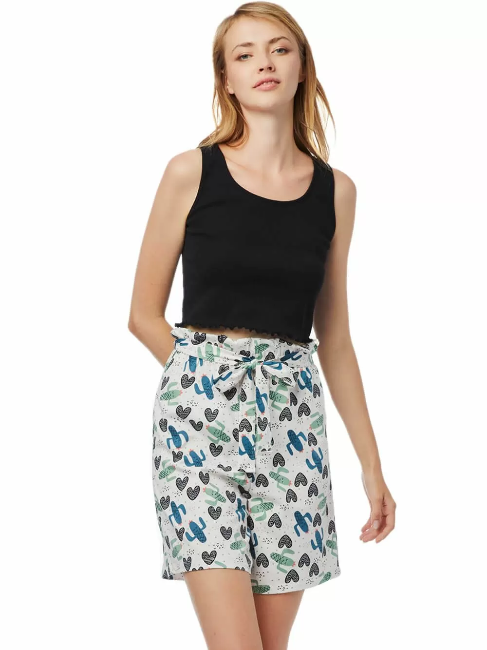 Γυναικεία Πυτζάμα MINERVA Σορτς & Crop Top- 100% Βαμβακερή 