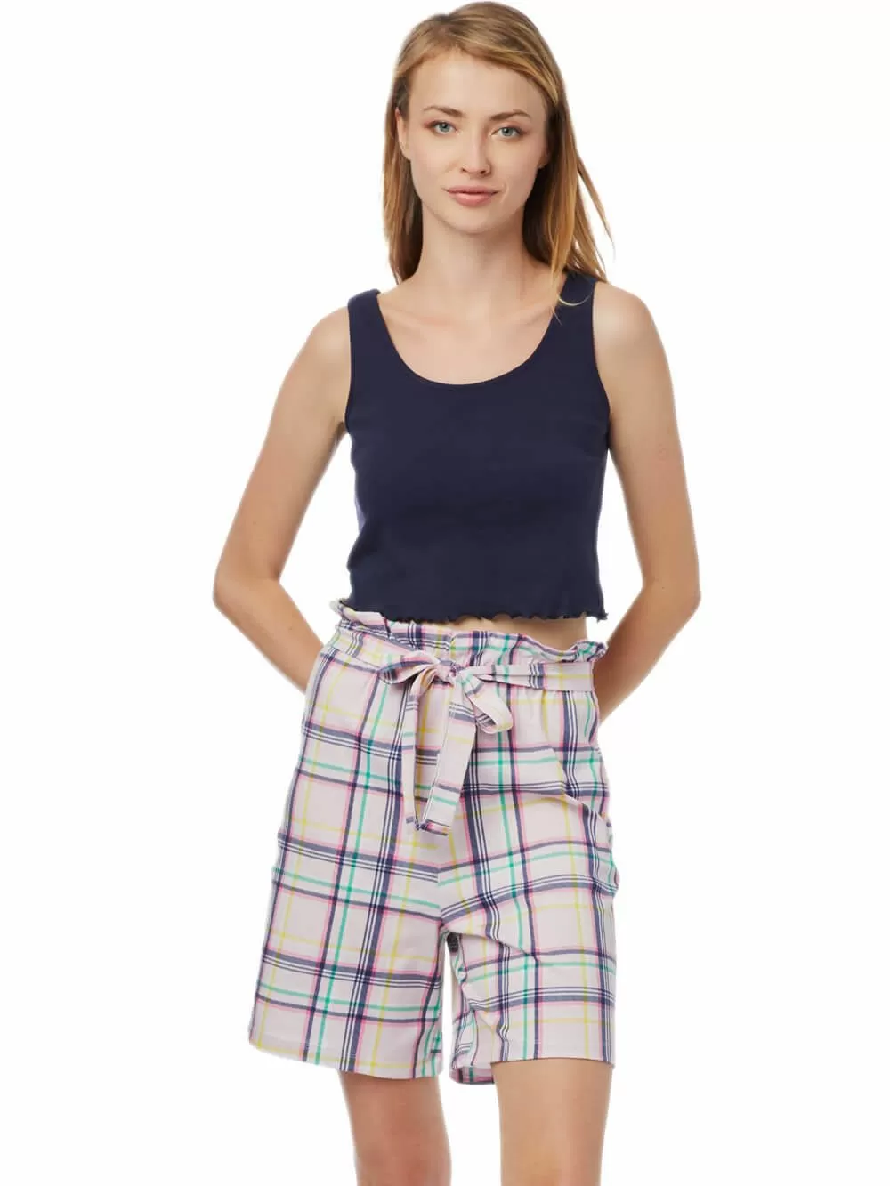 Γυναικεία Πυτζάμα MINERVA Σορτς & Crop Top - 100% Βαμβακερή 