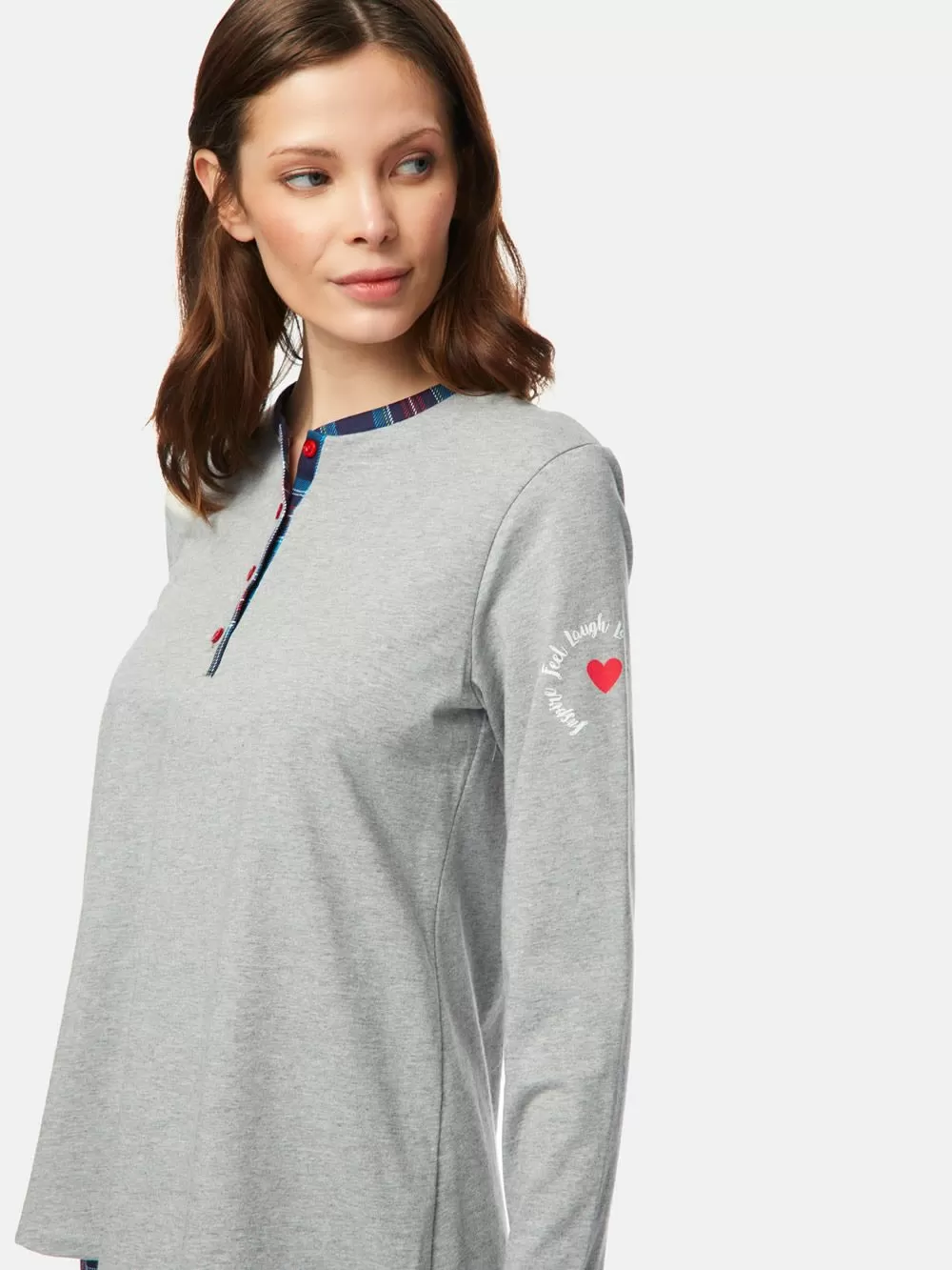 Γυναικεία Πυτζάμα MINERVA - 100% Βαμβάκι Interlock - Κουμπιά 