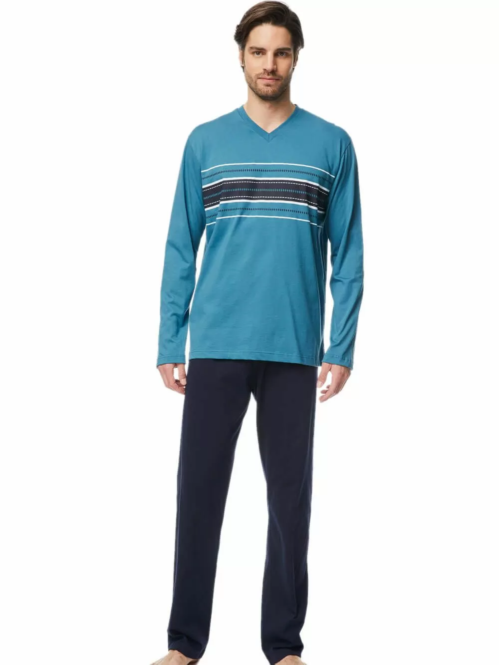 Ανδρική Πυτζάμα MINERVA STRIPE - 100% Βαμβάκι Interlock