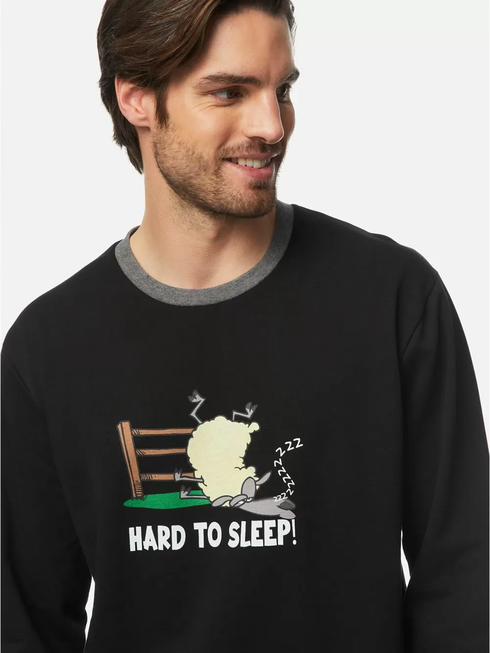 Ανδρική Πυτζάμα MINERVA Φούτερ Hard To Sleep -100% Βαμβάκι