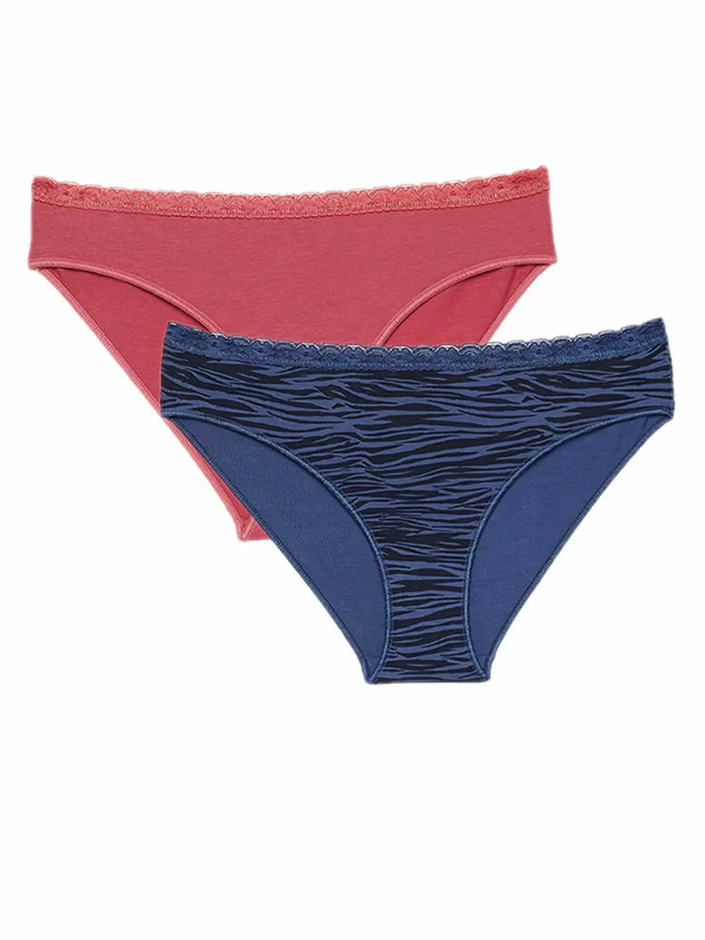 MINERVA Slip Ψηλό Φαρδύ 854 - Απαλό Modal & Δαντέλα - Αόρατα Λάστιχα - 2 Τεμάχια 