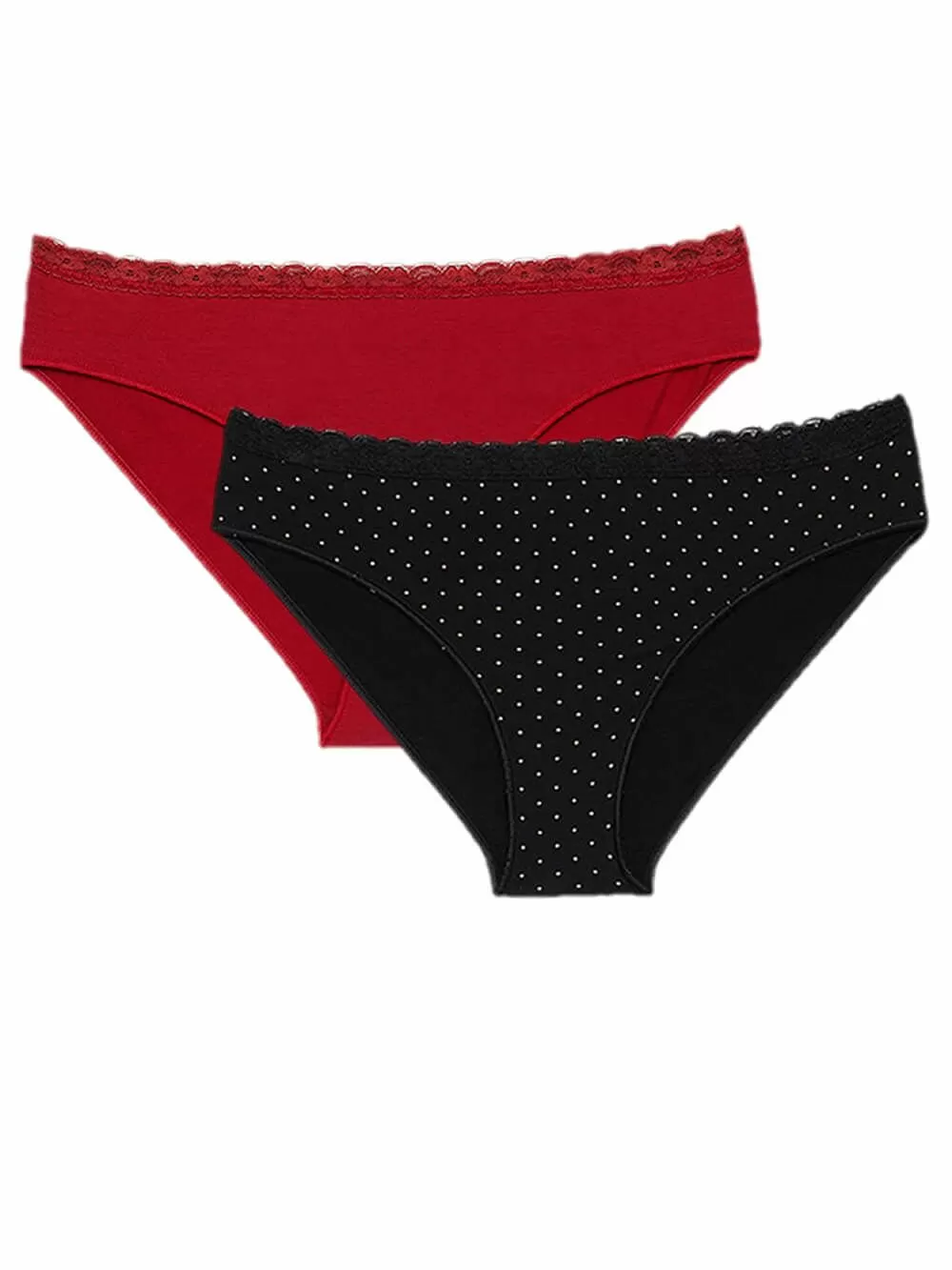 MINERVA Slip Ψηλό Φαρδύ 857 - Απαλό Modal & Δαντέλα - Αόρατα Λάστιχα - 2 Τεμάχια 