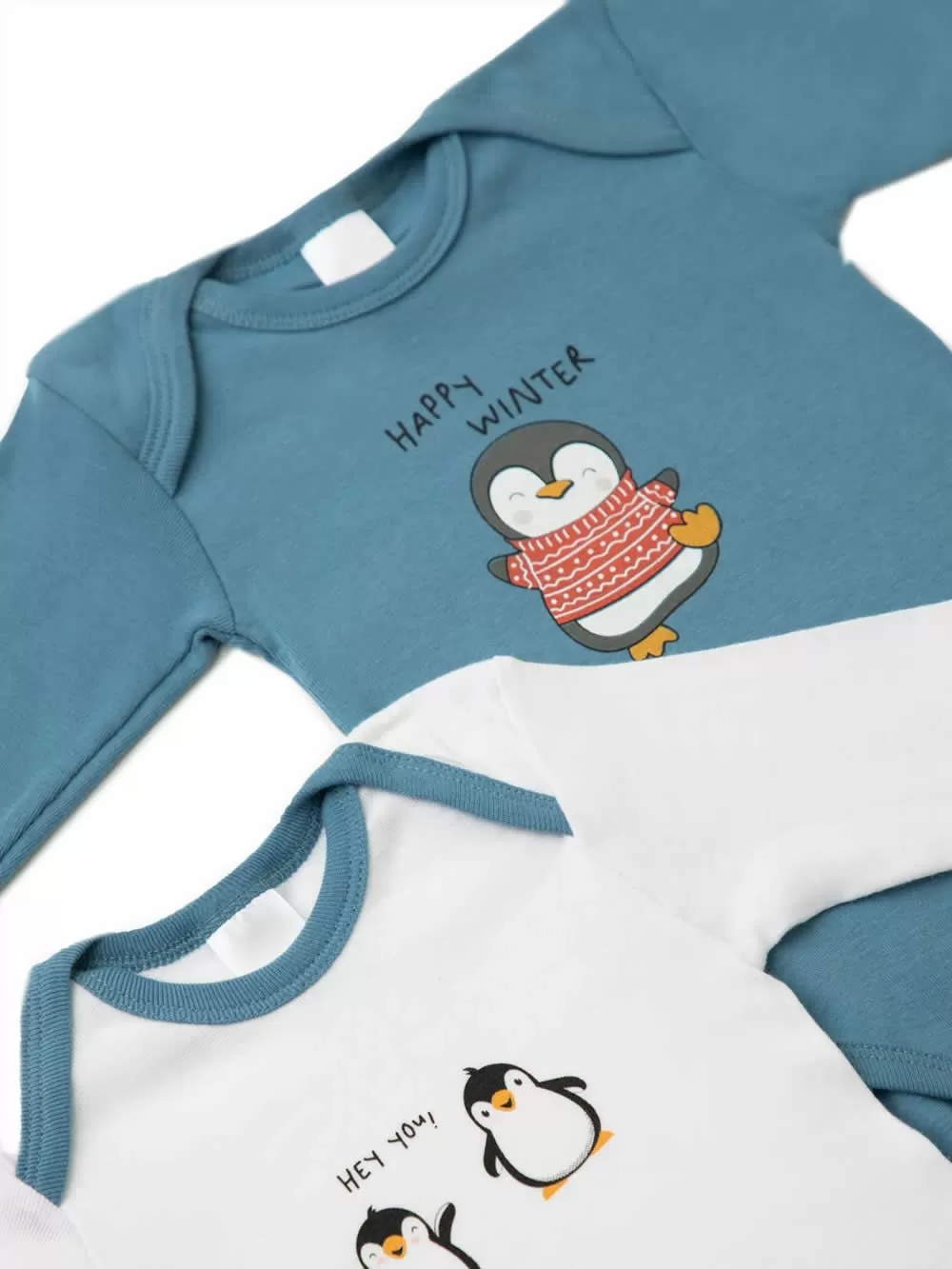 Βρεφικά Κορμάκια MINERVA Pinguin για Αγόρι - 100% Αγνό Βαμβάκι - Πακέτο με 2