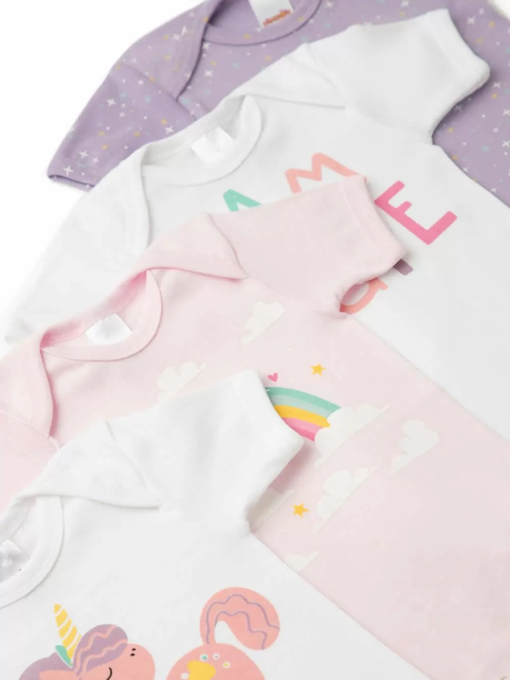 Βρεφικά Κορμάκια MINERVA Cute για Κορίτσι - 100% Αγνό Βαμβάκι - Πακέτο με 4
