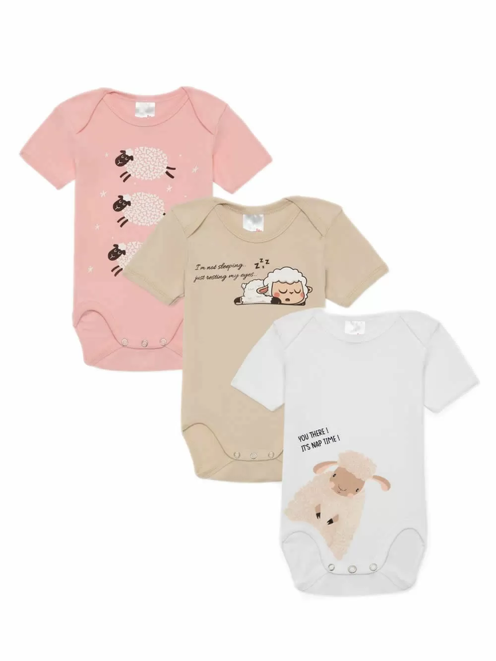 Βρεφικά Κορμάκια MINERVA Sheeps για Κορίτσι - 100% Αγνό Βαμβάκι - Πακέτο με 3