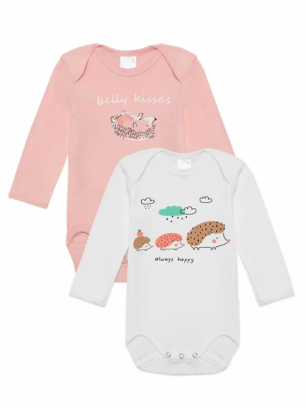 Βρεφικά Κορμάκια MINERVA Belly Kisses για Κορίτσι - 100% Αγνό Βαμβάκι - Πακέτο με 2