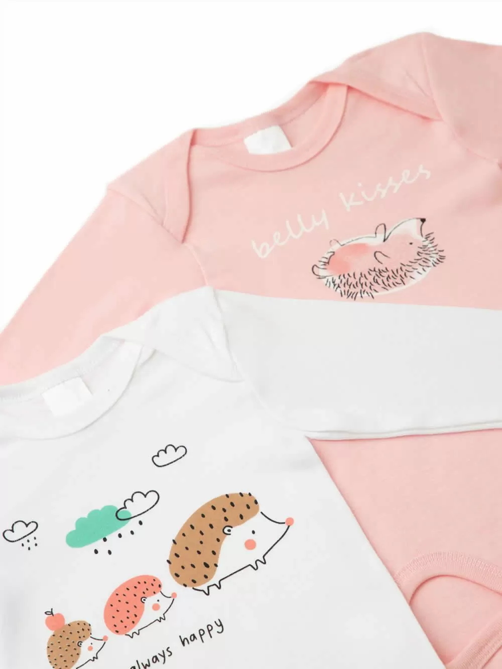 Βρεφικά Κορμάκια MINERVA Belly Kisses για Κορίτσι - 100% Αγνό Βαμβάκι - Πακέτο με 2