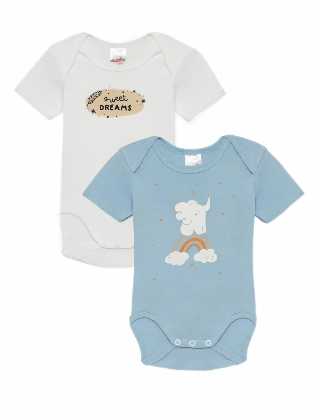 Βρεφικά Κορμάκια MINERVA Sweet Dreams για Αγόρι - 100% Αγνό Βαμβάκι - Πακέτο με 2