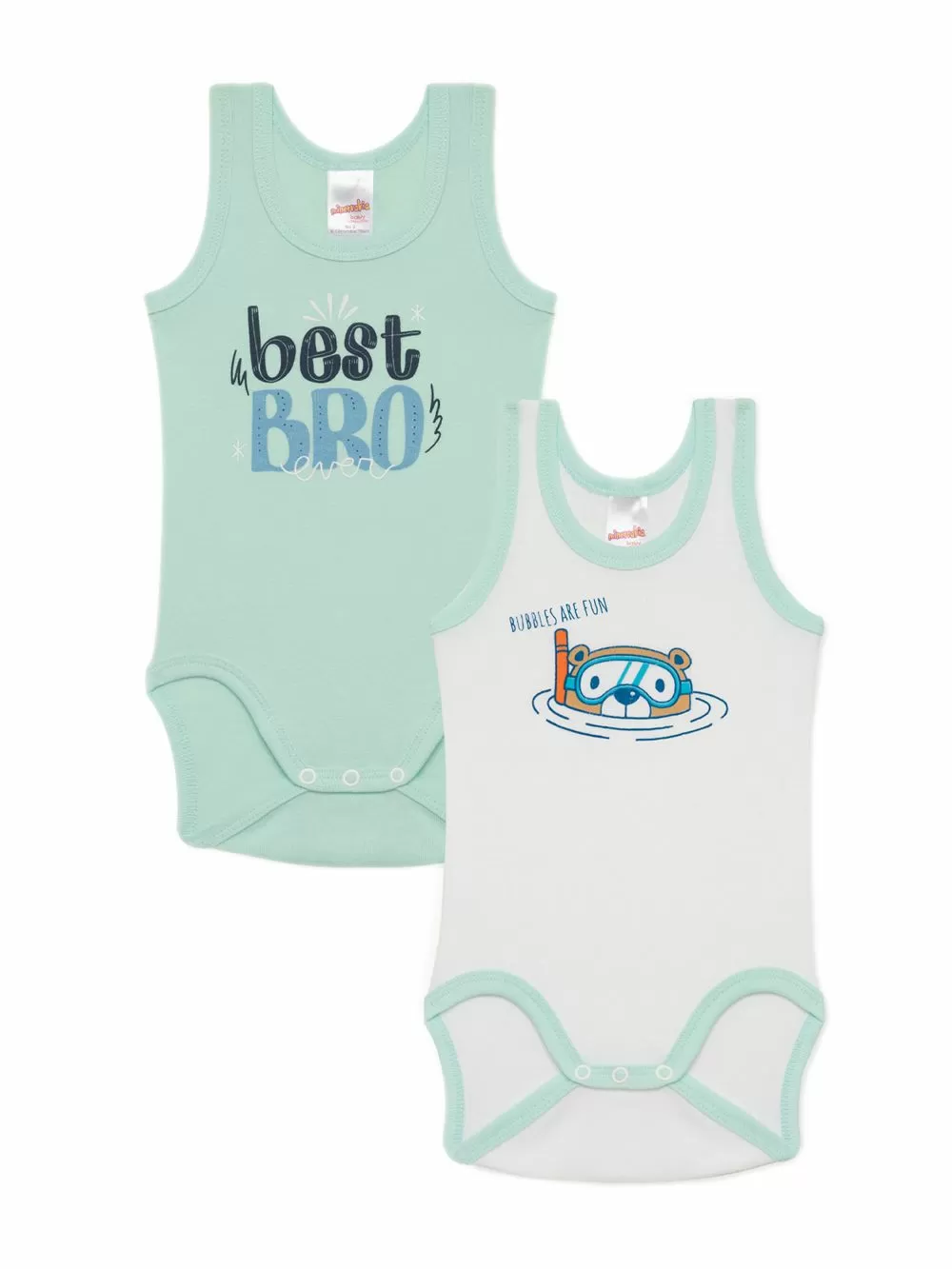 Βρεφικά Κορμάκια MINERVA Best Bro για Αγόρι - 100% Αγνό Βαμβάκι - Πακέτο με 2