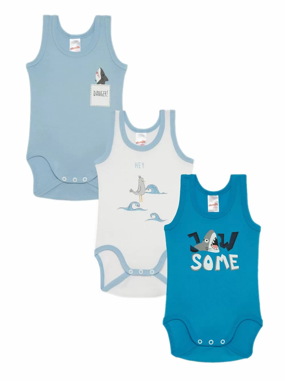 Βρεφικά Κορμάκια MINERVA Babyguard για Αγόρι - 100% Αγνό Βαμβάκι - Πακέτο με 3