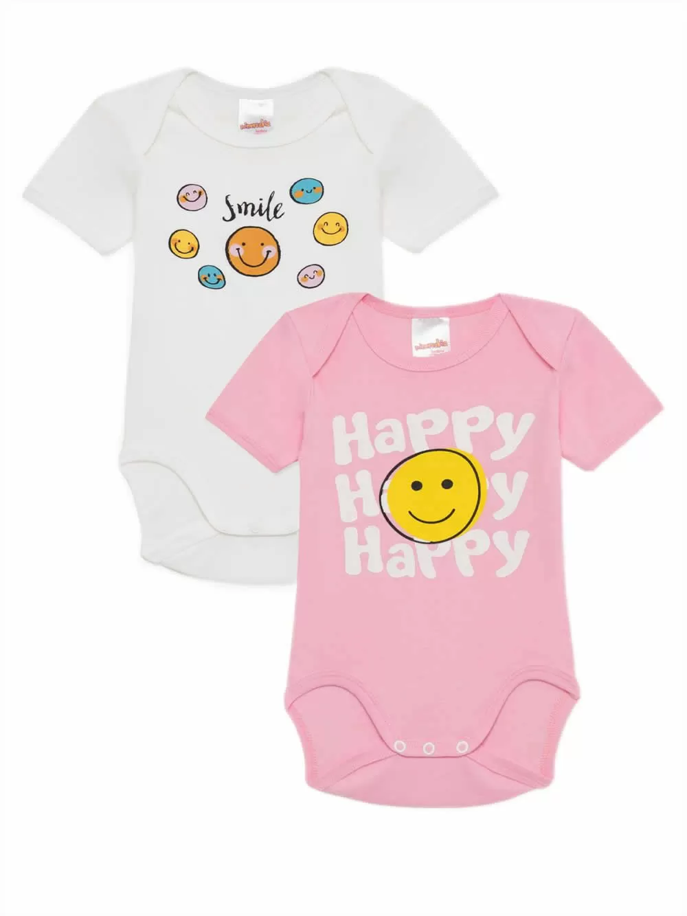 Βρεφικά Κορμάκια MINERVA Happy Smile για Κορίτσι - 100% Αγνό Βαμβάκι - Πακέτο με 2
