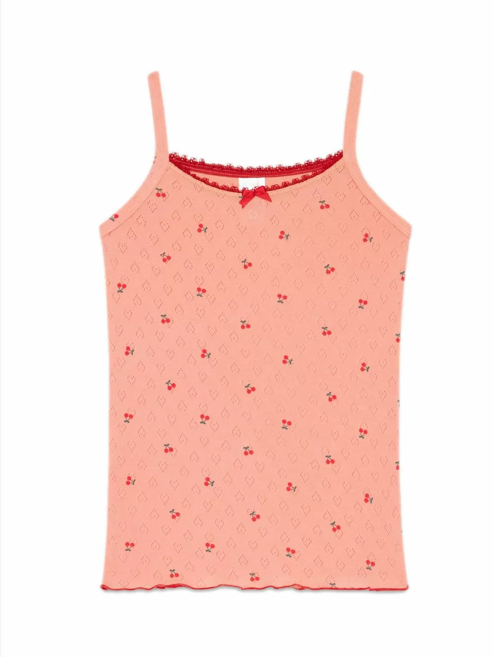 Παιδική Φανέλα MINERVA για Κορίτσι Cherries Pointelle - Λεπτή Τιράντα - 100% Αγνό Βαμβάκι