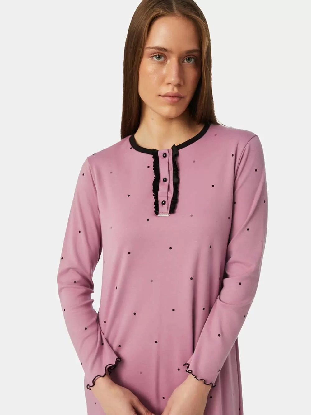 Γυναικείο Νυχτικό MINERVA Dots - Νέα Μαμά - 100% Βαμβακερό 